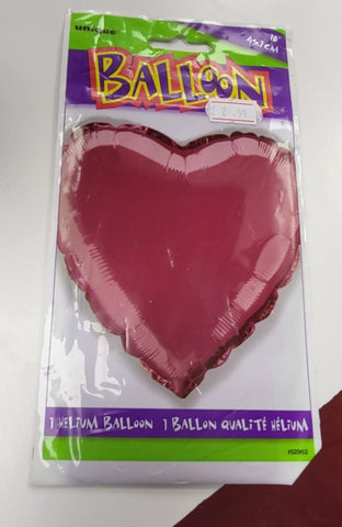 18 Inch Burgundy Heart Foil Balloon