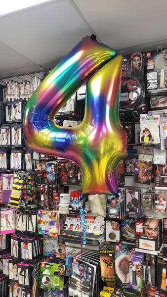 34 Inch Rainbow Splash Number 4 Foil Balloon