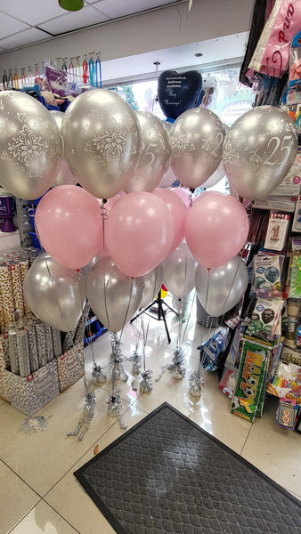 Silver 25th Damask Latex Balloons