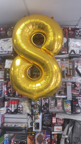 34 Inch Yellow Gold Number 8 Foil Balloon