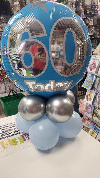 18 Inch 60 Today Blue & Silver Stars Foil Balloon