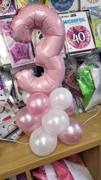 14 Inch Pastel Pink Number 3 Foil Balloon