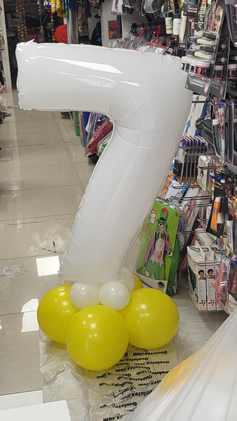 40 Inch Shiny White Number 7 Foil Balloon