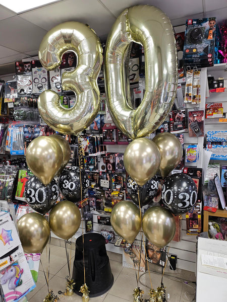 34 Inch White Gold Number 3 Foil Balloon