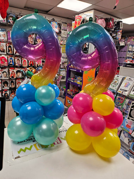 16" Ombre Rainbow Number 9 Foil Balloon