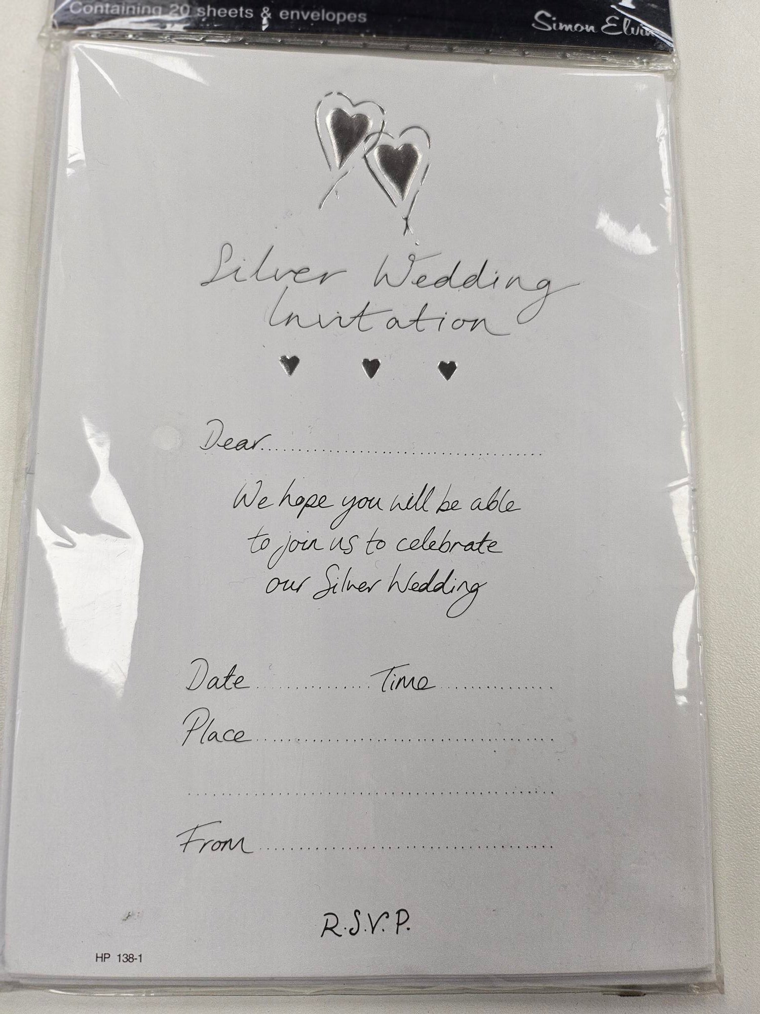 Silver Wedding Invitations (20pk)