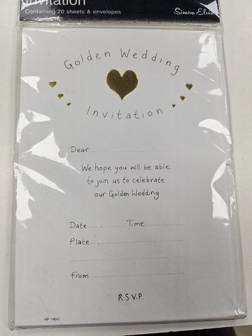 Golden Wedding Invitations (20pk)