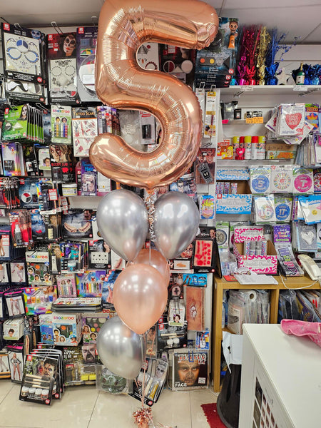 34 Inch Rose Gold (Gold) Number 5 Foil Balloon