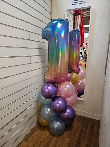 40 Inch Colourful Rainbow Number 1 Foil Balloon