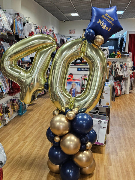 34 Inch White Gold Number 0 Foil Balloon