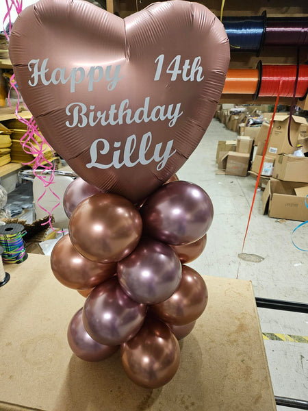 18 Inch Rose Copper Satin Heart Foil Balloon