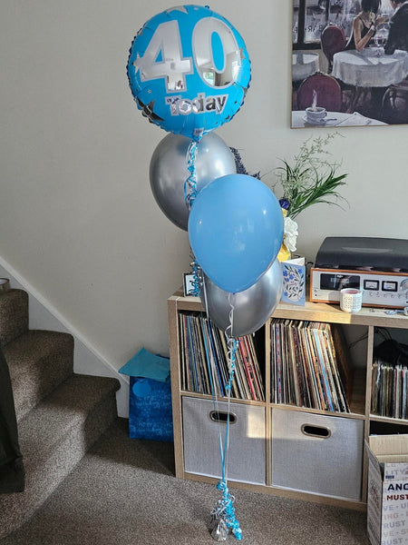 18 Inch 40 Today Blue & Silver Stars Foil Balloon