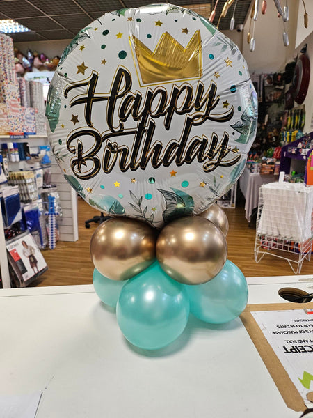 18 Inch Birthday Crown & Leaves Eco Balloon