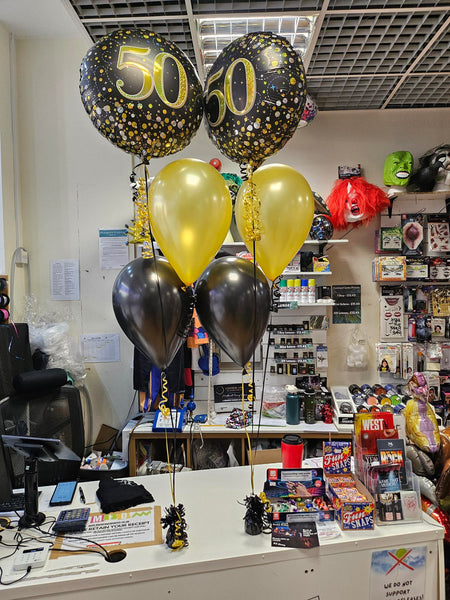 18 Inch Black & Gold Fizz Foil 50th Birthday Balloon