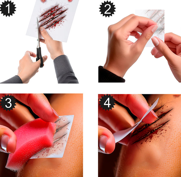 Bite & Claw Mark Temporary Tattoo Transfers