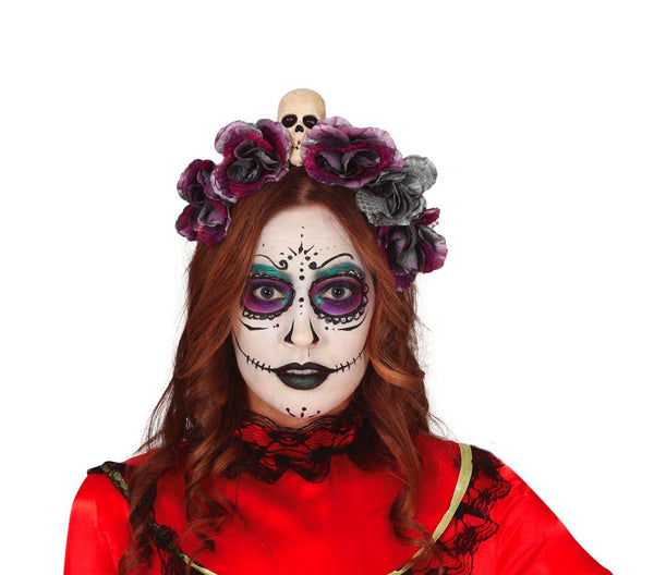 Grey Day of the Dead Headband