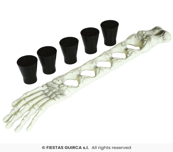 Skeleton Arm with Shot Glasses