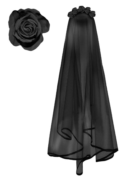 Black Veil with Black Roses