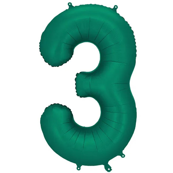 34 inch Bottle Green Number 3 Foil Balloon