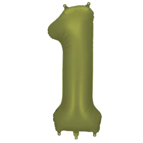 34 inch Satin Olive Green Number 1 Foil Balloon