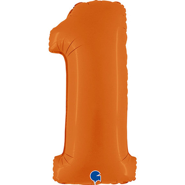 40 Inch Matte Orange Number 1 Foil Balloon