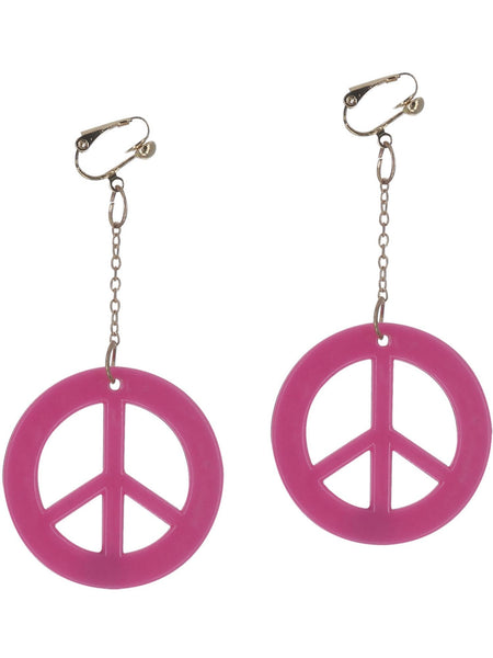 Neon Pink Peace Sign Earrings
