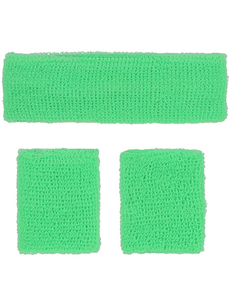 Neon Green 80s Sweatband Set