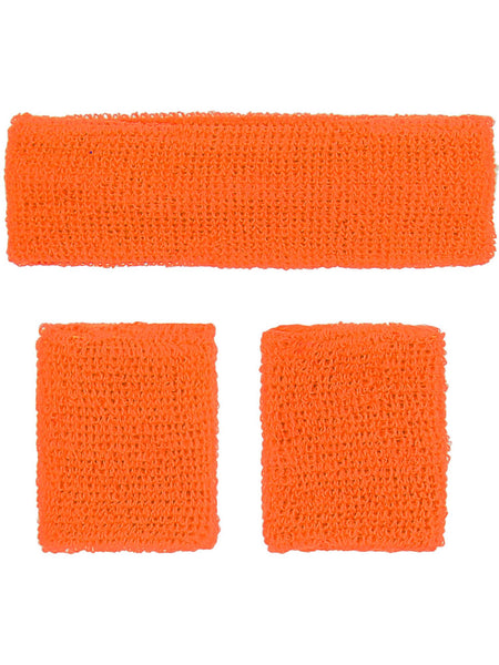 Neon Orange 80s Sweatband Set