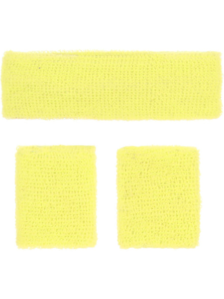 Neon Yellow 80s Sweatband Set