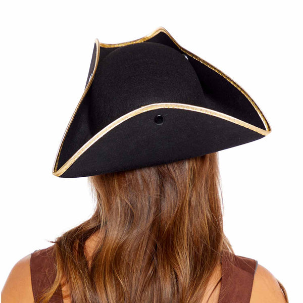 Pirate Tricorn Hat with Gold Edge