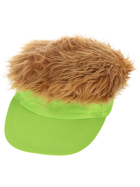 80s Neon Green Visor Hat & Hair