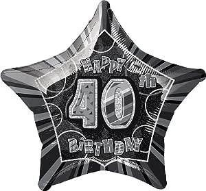 18 Inch Black Star 40th Birthday Foil Balloon