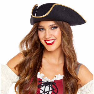 Pirate Tricorn Hat with Gold Edge