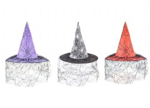 Assorted Colour Spiderweb Lace Witch's Hat