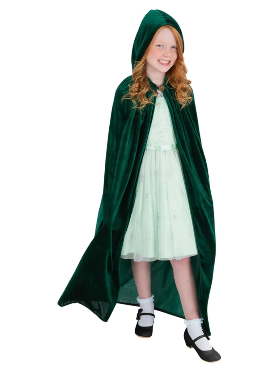 Child's Deluxe Emerald Green Hooded Cape