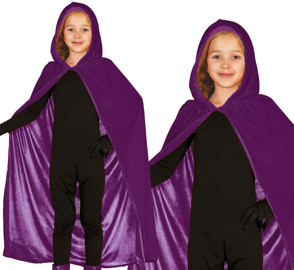 Child's Purple Velvet Hooded Cape