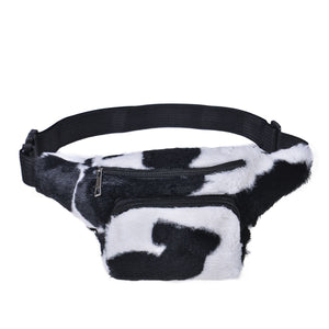 Cow Print Furry Bumbag