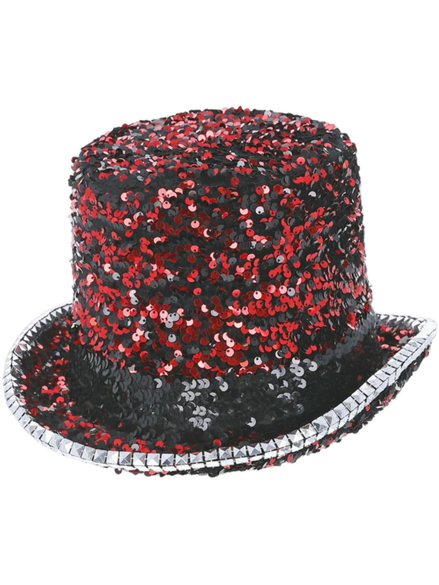 Fever Deluxe Red Felt & Sequin Top Hat