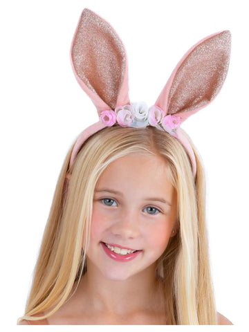 Deluxe Rabbit Ears with Glitter & Flowers