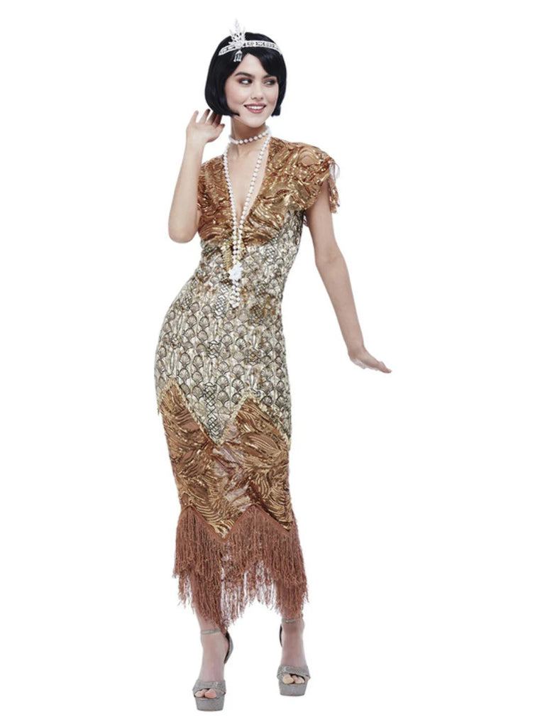 Deluxe Sequinned Gold Flapper Costume  Midlands Fancy Dress Redditch