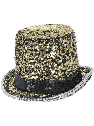 Fever Deluxe Gold Felt & Sequin Top Hat