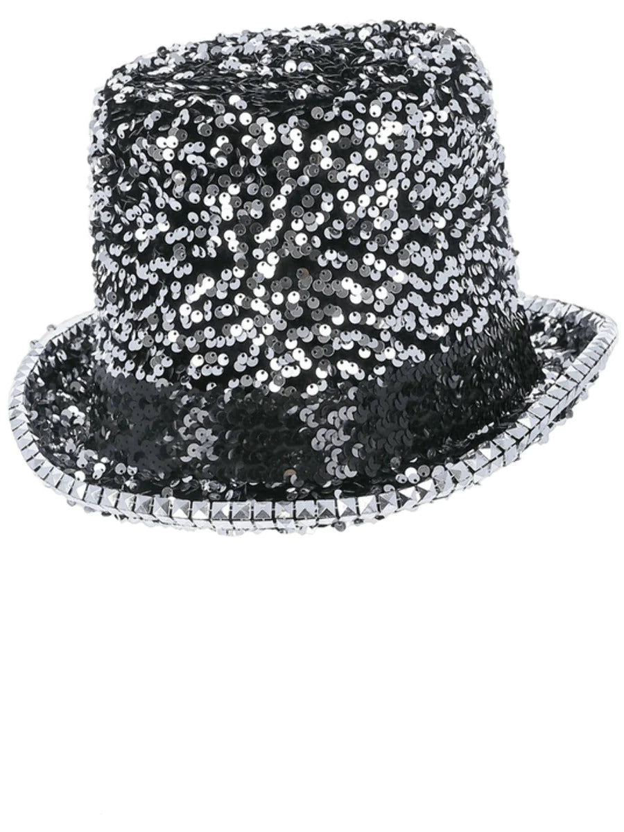 Fever Deluxe Silver Felt & Sequin Top Hat