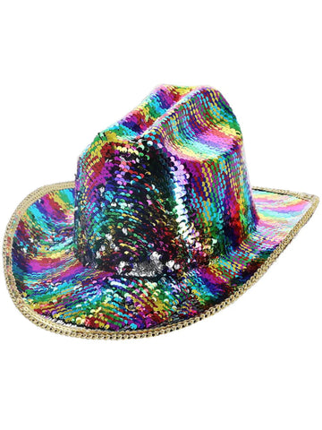 Fever Deluxe Rainbow Sequin Cowgirl Hat