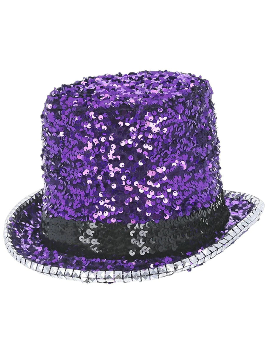 Fever Deluxe Purple Felt & Sequin Top Hat