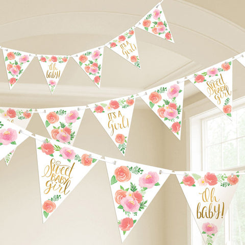 Floral Baby Pennant Paper Bunting