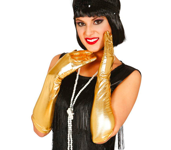 Long Metallic Gold Gloves