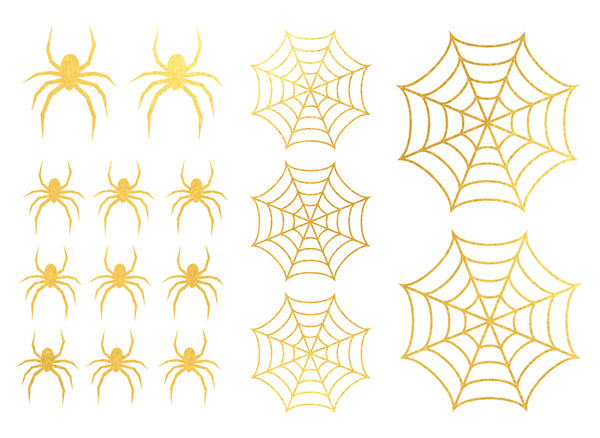 Halloween Gold Spiders Temporary Tattoo Transfers