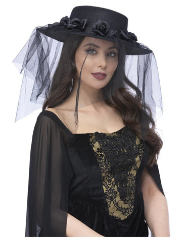 Gothic Black Widow Funeral Hat