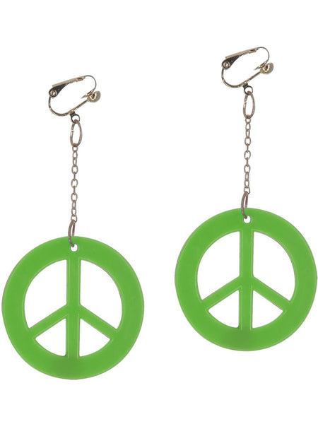 Neon Green Peace Sign Earrings