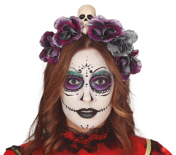 Grey Day of the Dead Headband